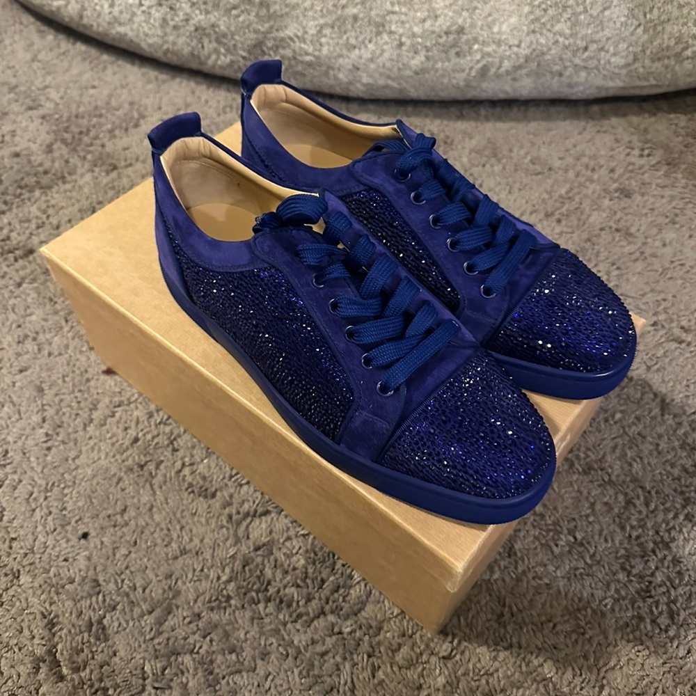 BNIB Mens Christian Louboutin sneakers blue with rhinestones